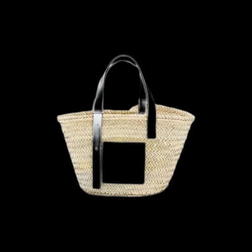 LOEWE Basket Bag in Palm Leaf and Calfskin Natural/White