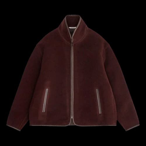 Auralee Double Cloth Heavy Wool Pile Zip Blouson 'Beige'