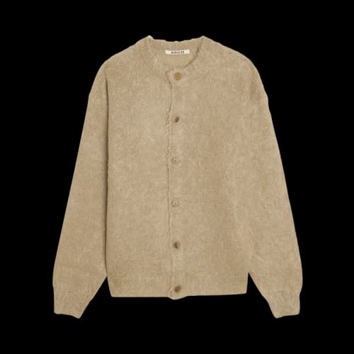 Auralee Brushed Super Kid Mohair Knit Cardigan 'Grey Beige'