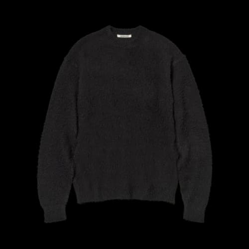 Auralee Brushed Wool Cashmere Silk Sweater 'Black'