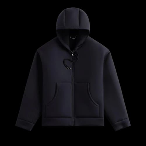 Auralee Sponge Tropical Wool Zip Hoodie 'Dark Navy'