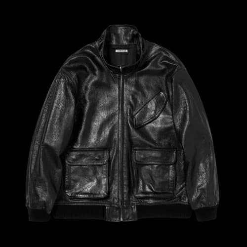 Auralee Lamb Leather Zip Blouson 'Black'