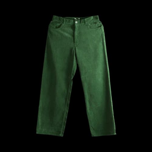 Auralee Pigment Dyed Finx Corduroy Wide 5P Pants 'Forest Green'