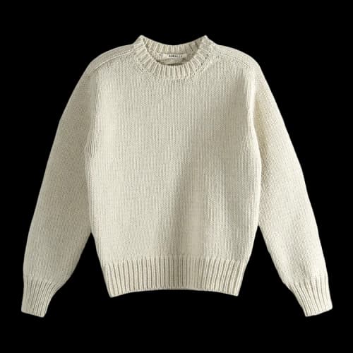 Auralee Wool Cashmere Felted Knitwear 'Ivory'