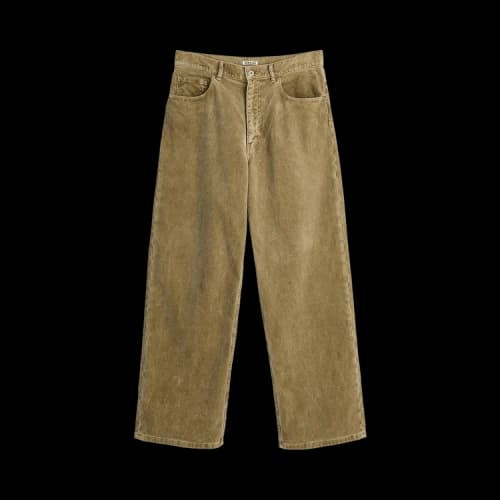Auralee Pigment Dyed Finx Corduroy Wide 5P Pants 'Olive Brown'