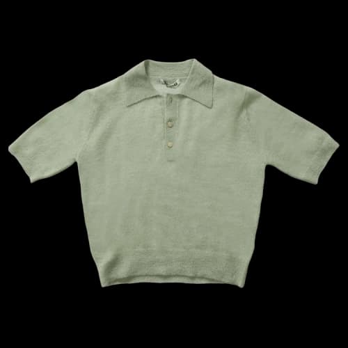 Auralee Kid Mohair Sheer Knit Polo 'Pale Green'