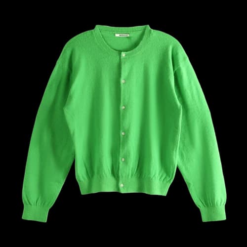 Auralee Brushed Cashmere Cotton Knit Cardigan 'Green'