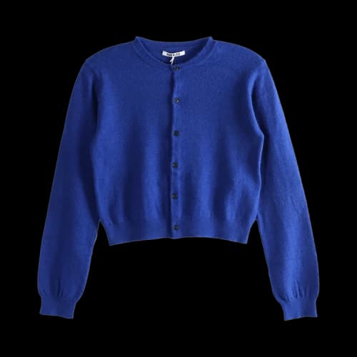 Auralee Brushed Cashmere Cotton Knit Cardigan 'Royal Blue'
