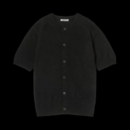 Auralee Summer Cashmere Knit Half Sleeved Cardigan 'Black'