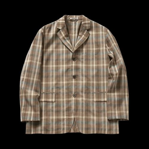 Auralee Super Fine Tropical Wool Check Jacket 'Top Brown Check'
