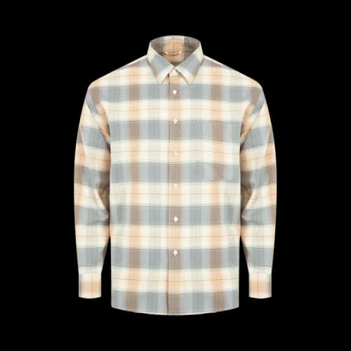 Auralee Super Light Wool Check Shirt 'Light Brown Check'