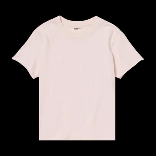 Auralee Brushed Organic Cotton Jersey Tee 'Pale Pink'