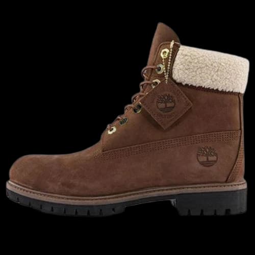Timberland 6 Inch Premium Waterproof Boots 'Brown and Fleece Collar'