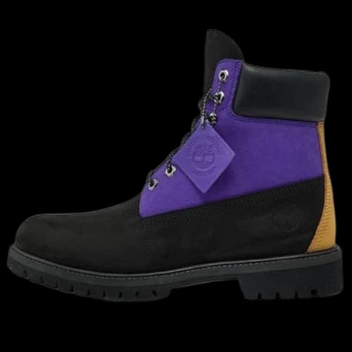 Timberland 6 Inch Premium Waterproof Wide Fit Boot 'Black Nubuck with Purple'