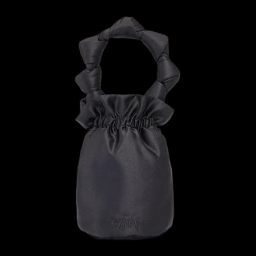 GANNI Satin Knotted Pouch Mini Bag 'Black'