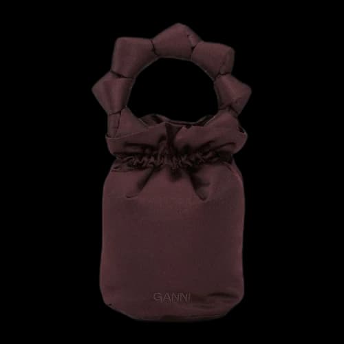 GANNI Satin Knotted Pouch Mini Bag 'Mole'