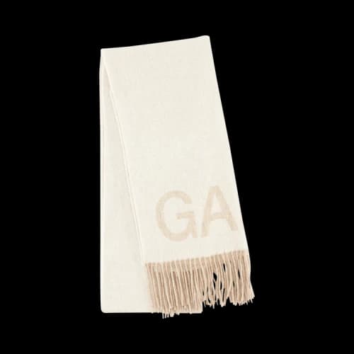 GANNI Fringed Wool Scarf 'Egret'