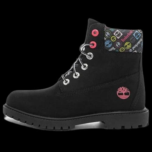 Timberland Heritage 6 Inch Waterproof Boots 'Black Nubuck with Colorful Logos' (Women's)