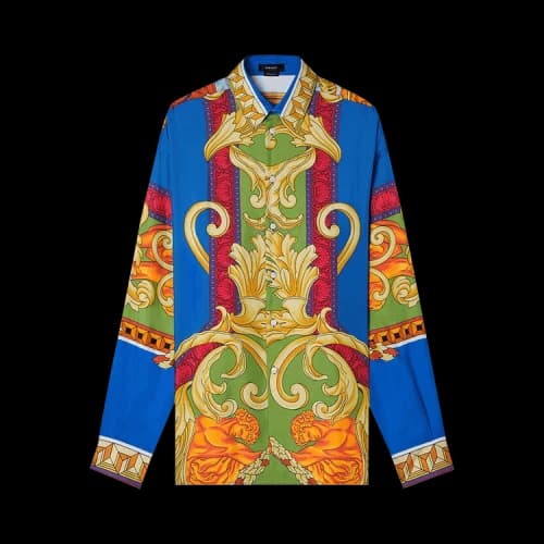 Versace Medusa Renaissance Print Silk Shirt 'Blue/Gold'