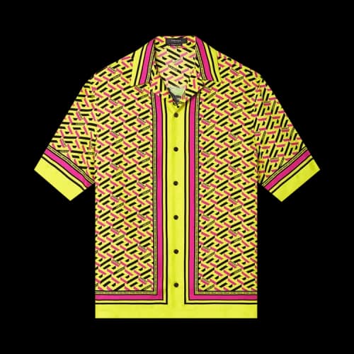Versace La Greca Print Silk Shirt 'Yellow/Multicolor'