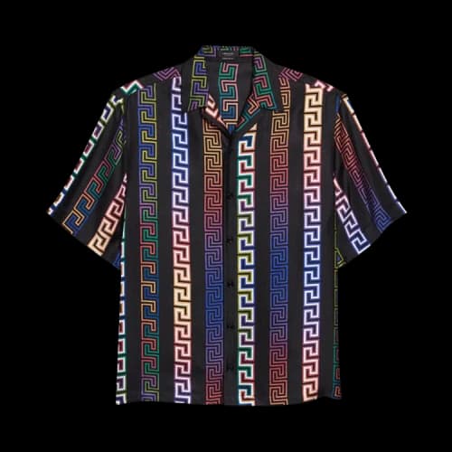 Versace Silk Grecca Shirt 'Black/Multicolor'