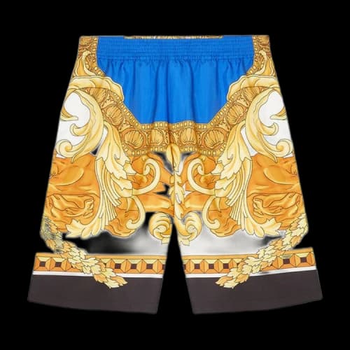 Versace Renaissance Print Silk Shorts 'Blue/Gold'
