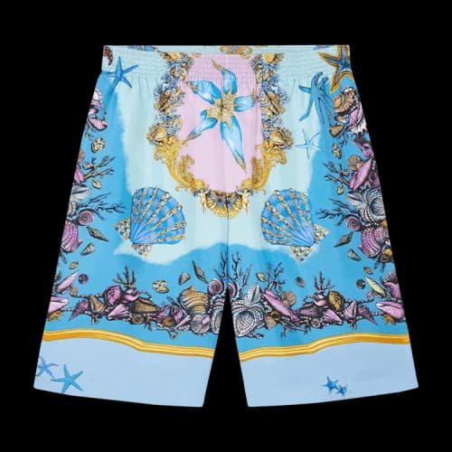 Versace Trésor De La Mer Print Silk Shorts 'Blue/Multicolor'