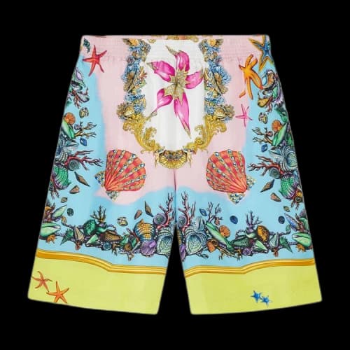 Versace Trésor De La Mer Print Silk Shorts 'Yellow/Multicolor'