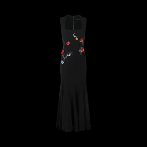 Versace Sleeveless Embroidered Rose Gown 'Black'