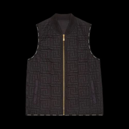 Versace Greca Pattern Quilted Vest 'Black'