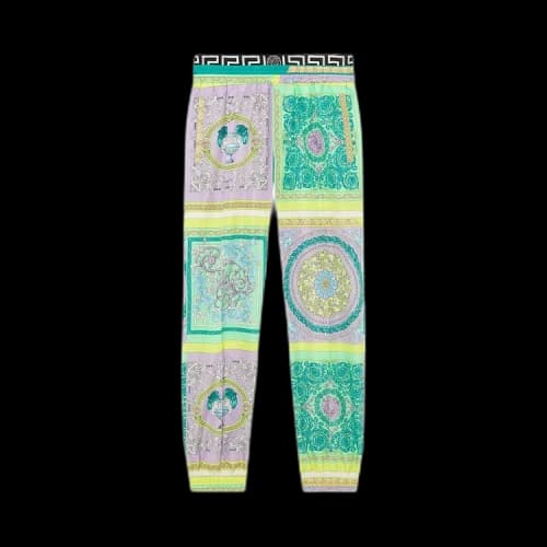 Versace Barocco Mosaic Print Trousers 'Lilac/Green'