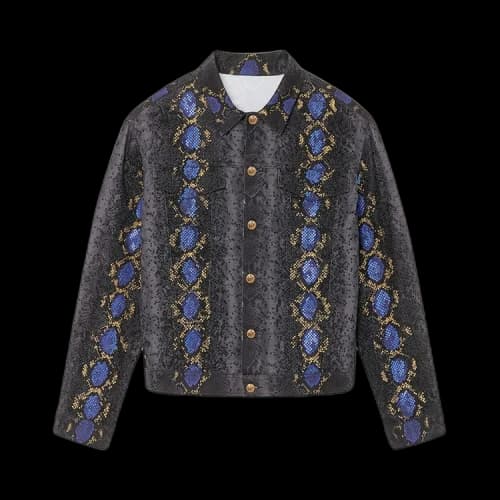Versace Python Print Denim Jacket 'Black/Blue'