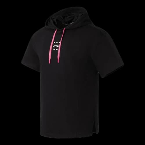 Li-Ning Logo Short Sleeve Hoodie 'Black Pink'