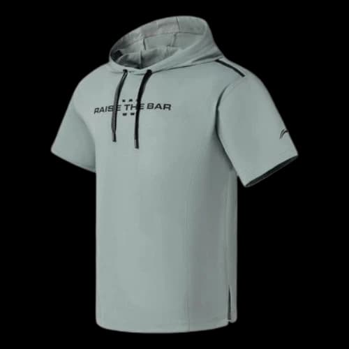 Li-Ning Logo Short Sleeve Hoodie 'Green Black'