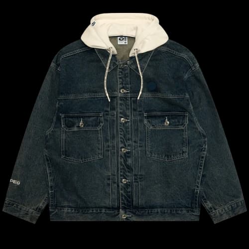 AAPE AAPENOW Moonface Hooded Denim Jacket 'Blue'