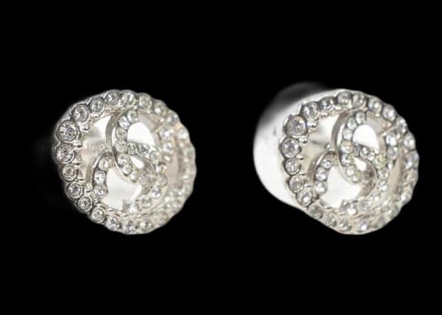 Chanel Gold Ring CC Logo Earrings Light Gold/Crystal