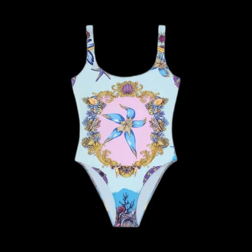 Versace Trésor De La Mer Print Swimsuit 'Light Blue/Multicolor'