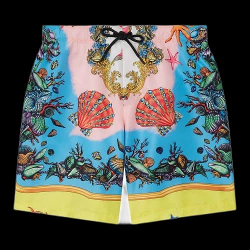 Versace Trésor De La Mer Print Long Swim Shorts 'Yellow/Multicolor'