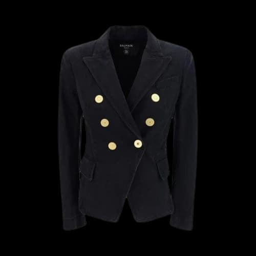 Balmain Button Embellished Denim Jacket 'Black'