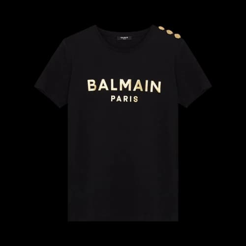 Balmain Logo T-Shirt With Embossed Buttons 'White/Black'