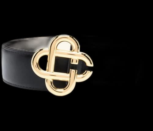 Casablanca Decorative Buckle Leather Belt Black