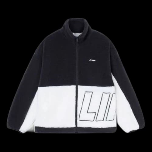 Li-Ning Logo Color Block Polar Fleece Jacket 'Black White'
