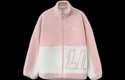 Li-Ning Logo Color Block Polar Fleece Jacket 'Pink White'