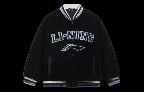 Li-Ning Logo Polar Fleece Baseball Jacket 'Black Blue'