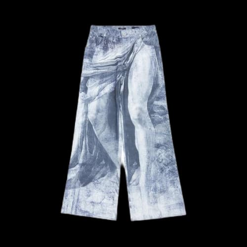 Balmain Statue Printed Loose Denim Pants 'Blue/Gris'