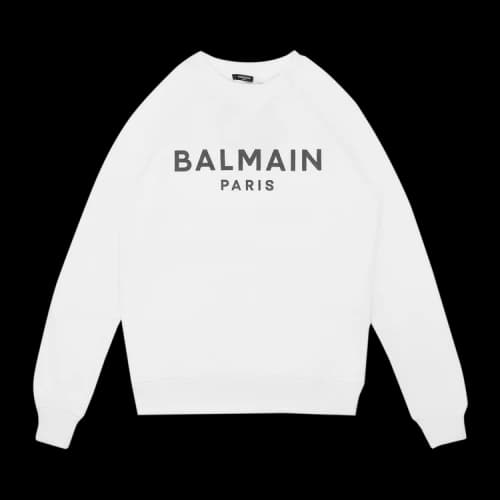 Balmain Logo Print Crewneck Sweatshirt 'White/Black'