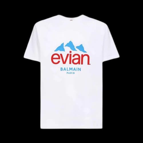 Balmain x Evian Logo T-Shirt 'Optical White/Multicolor'
