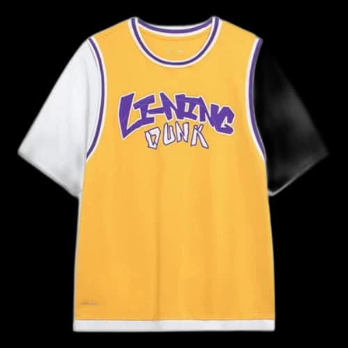 Li-Ning Hoops Graphic Faux Two Piece T-shirt 'Yellow Purple'