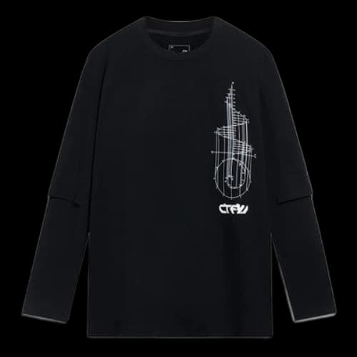 Li-Ning Counterflow Graphic Faux Two-Piece T-shirt 'Black'