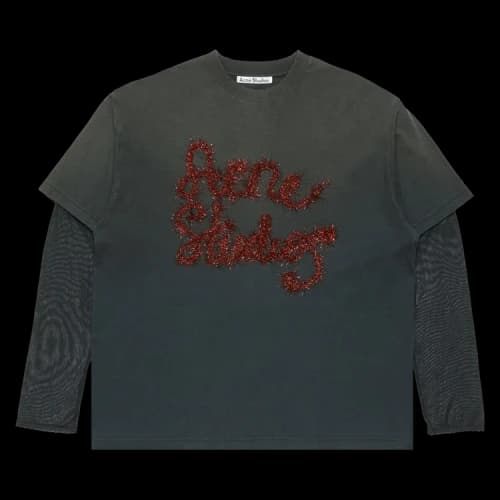 Acne Studios Edra Double Tinsel Layered Logo T-Shirt 'Anthracite Grey'